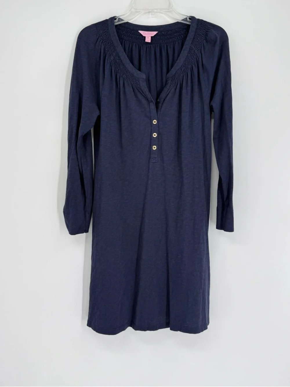 Lilly Pulitzer Essie Mini Dress Smocked Navy Blue Cotton Size Medium Cotton - Picture 10 of 10